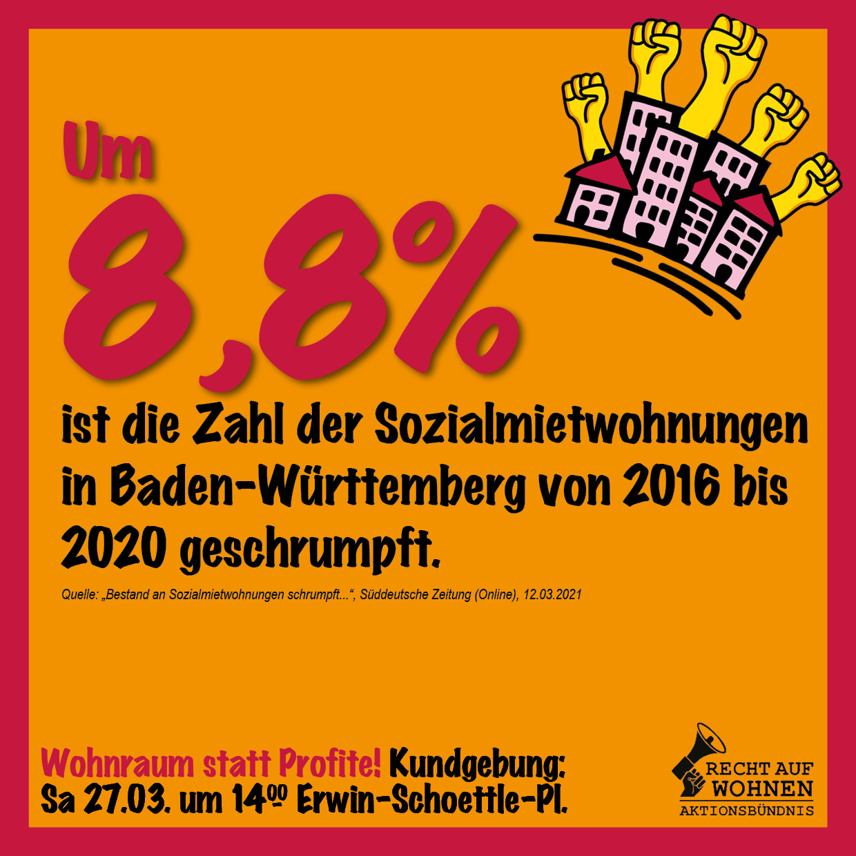 Baden-Württemberg: Rückgang Sozialwohnungen von 8,8% in zehn Jahren